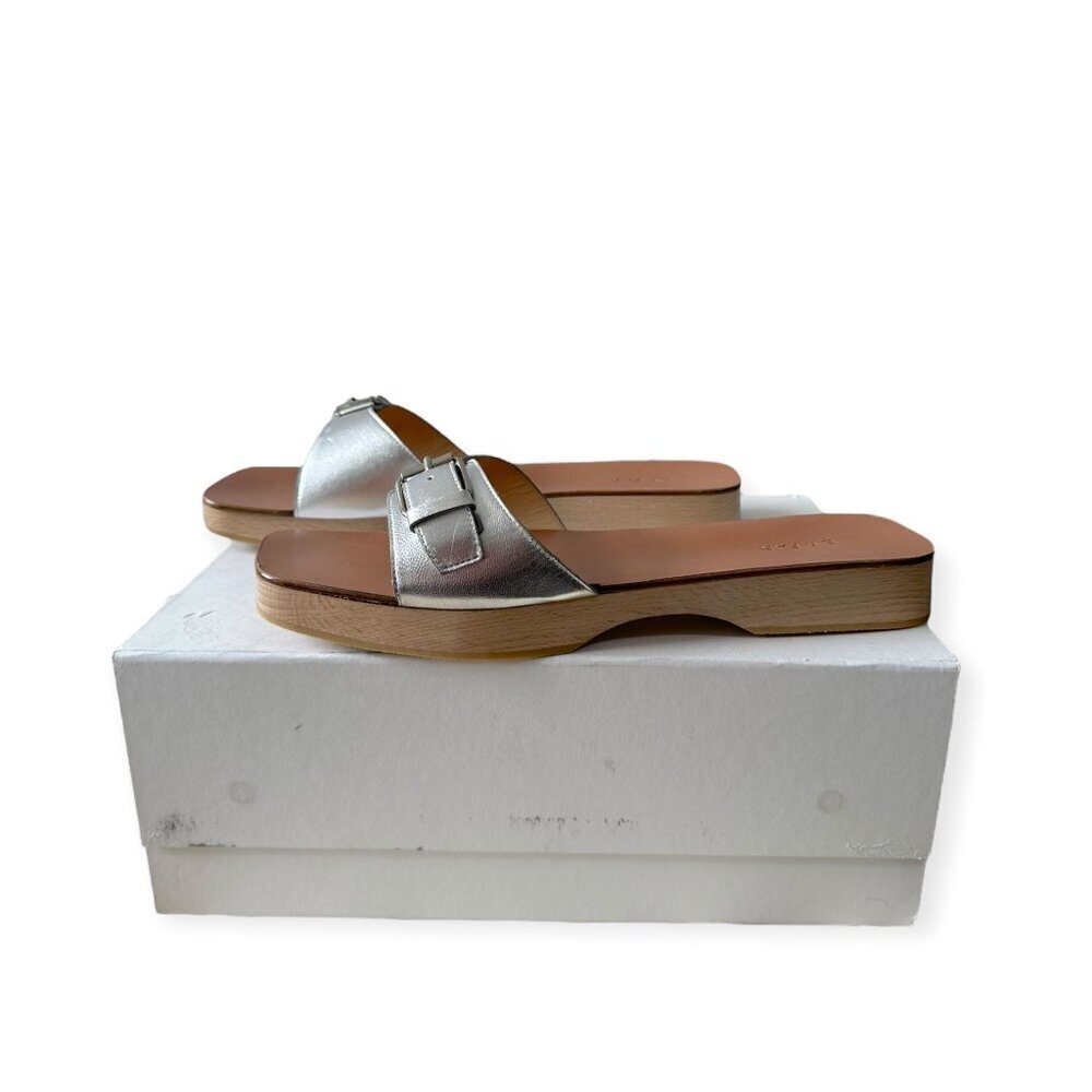 BY FAR Sam Clog Sandals In Silver, Size 41EU New in box